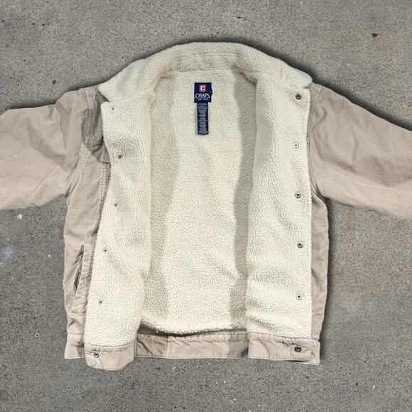 Vintage CHAPS Ralph Lauren Style Corduroy Sherpa Lined Snap Button Jacket Size L - Picture 3 of 11